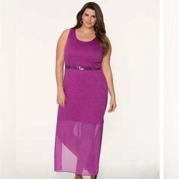 Lane Bryant Dresses & Skirts - LANE BRYANT 14/16 SPICY ORCHID Linen Chiffon Sleeveless Maxi Dress